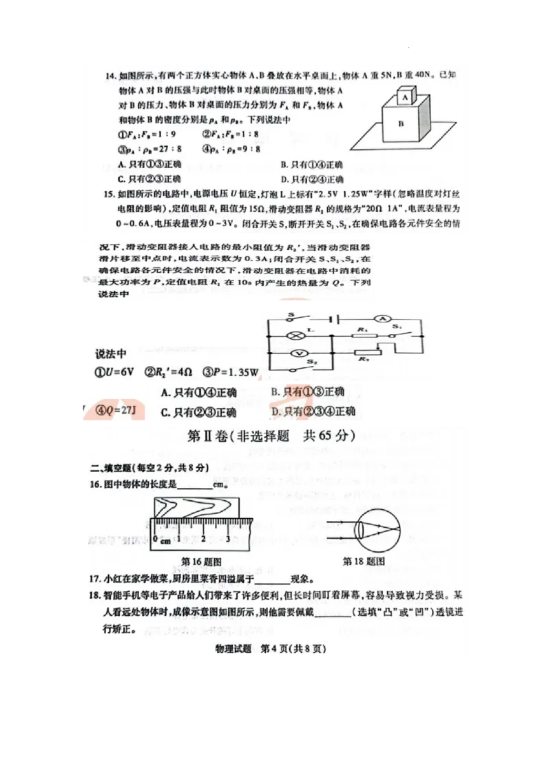 2023年山东省泰安市中考物理真题_1、初中学习资料_2024秋改版_八上物理课件最新版_物理中考真题卷（2019-2023）_2023中考物理试卷_山东