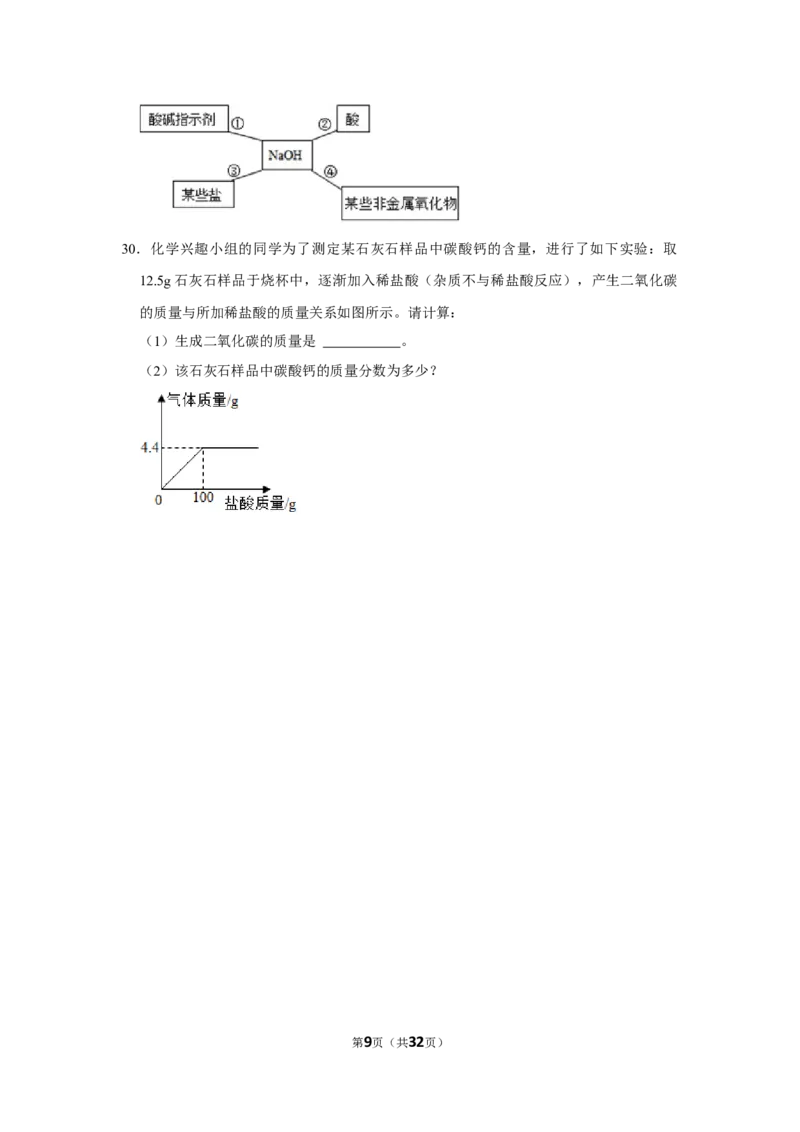2022-2023学年山东省青岛市市北区九年级（下）开学化学试卷_1、初中学习资料_2024秋改版_九上化学课件最新版_化学中考真题卷（2019-2023）_名校真题试卷_入学试卷