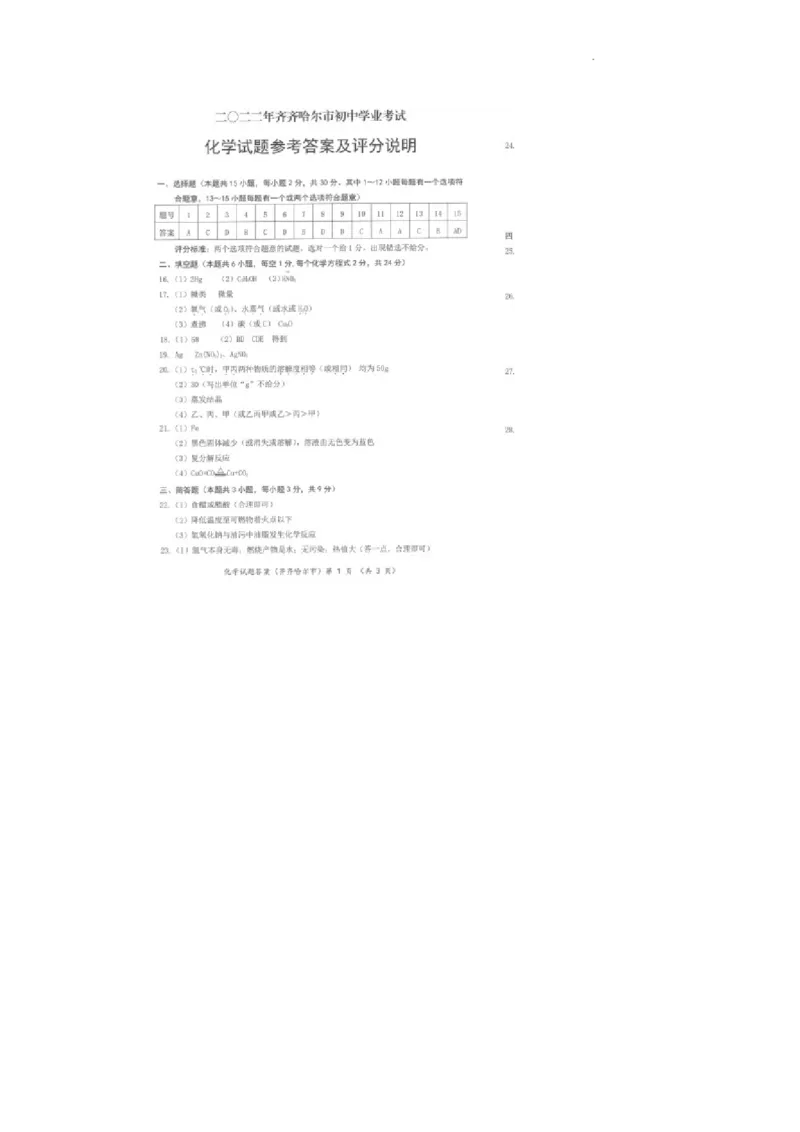 2022年黑龙江省齐齐哈尔市中考化学真题_1、初中学习资料_2024秋改版_九上化学课件最新版_化学中考真题卷（2019-2023）_2022中考化学_黑龙江