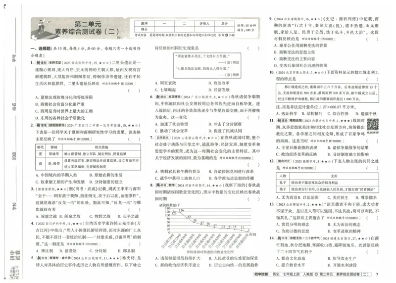 2025《53初中试卷》历史7上(人教版)_1、初中学习资料_24秋试卷_202553系列初中789年级上册《53初中试卷》大全套_2025《53初中试卷》7年级上册七科