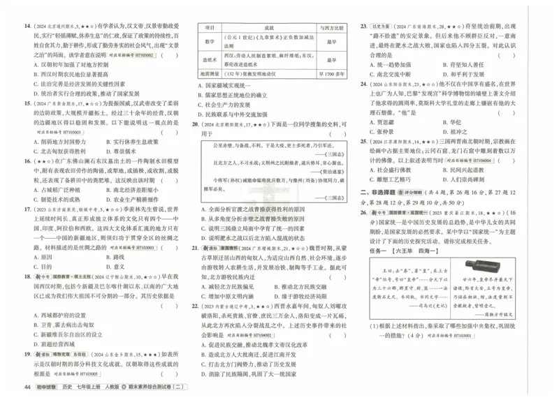 2025《53初中试卷》历史7上(人教版)_1、初中学习资料_24秋试卷_202553系列初中789年级上册《53初中试卷》大全套_2025《53初中试卷》7年级上册七科