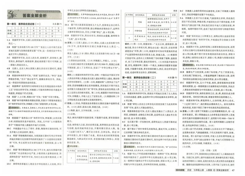 2025《53初中试卷》历史7上(人教版)_1、初中学习资料_24秋试卷_202553系列初中789年级上册《53初中试卷》大全套_2025《53初中试卷》7年级上册七科