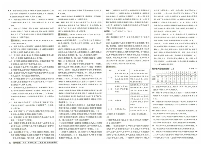 2025《53初中试卷》历史7上(人教版)_1、初中学习资料_24秋试卷_202553系列初中789年级上册《53初中试卷》大全套_2025《53初中试卷》7年级上册七科