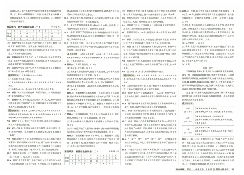 2025《53初中试卷》历史7上(人教版)_1、初中学习资料_24秋试卷_202553系列初中789年级上册《53初中试卷》大全套_2025《53初中试卷》7年级上册七科