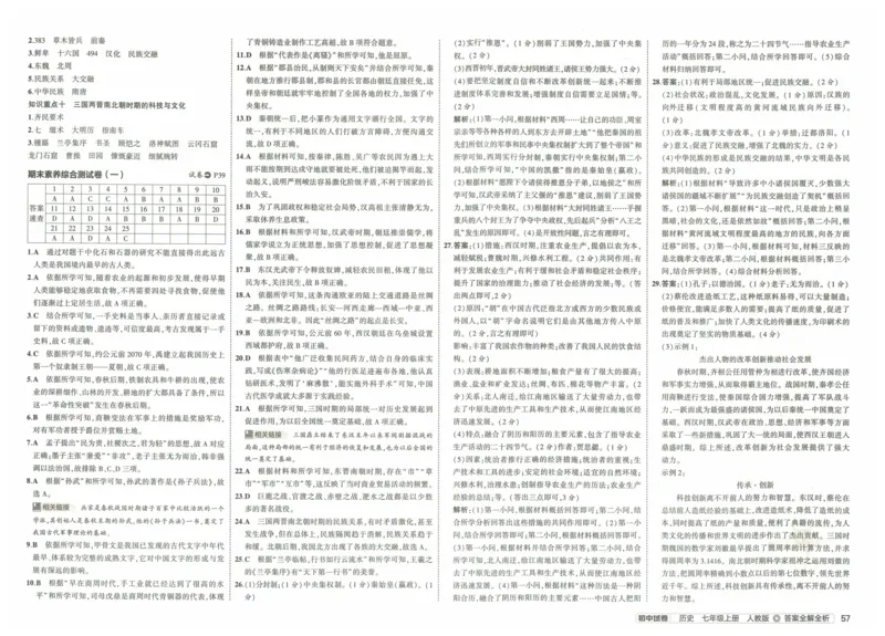 2025《53初中试卷》历史7上(人教版)_1、初中学习资料_24秋试卷_202553系列初中789年级上册《53初中试卷》大全套_2025《53初中试卷》7年级上册七科