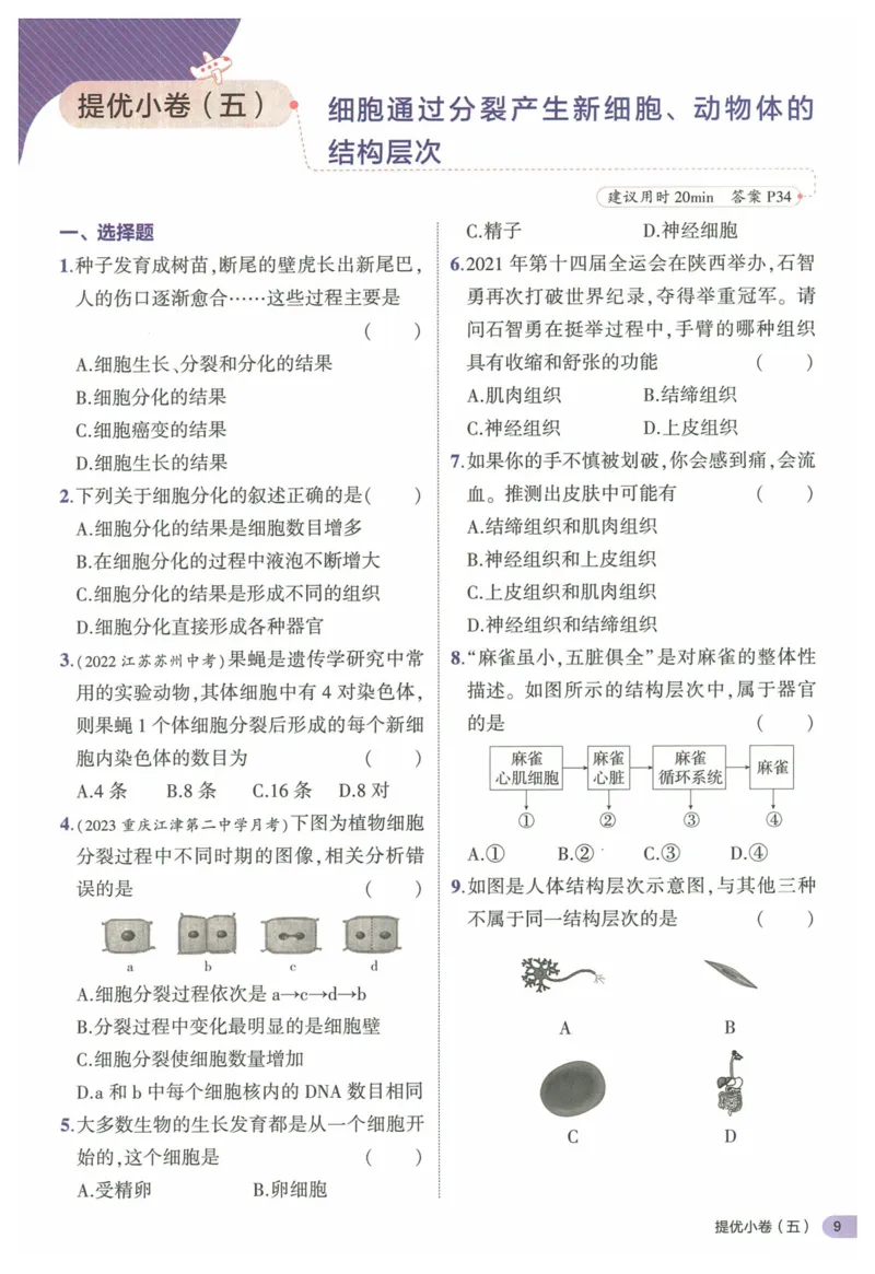 2025《53全优卷&bull;集训卷》生物7上(RJ)_1、初中学习资料_24秋试卷_（41205）期末冲刺2025《53全优卷》小四门7上(人教)_2025《53全优卷》生物7上(RJ)