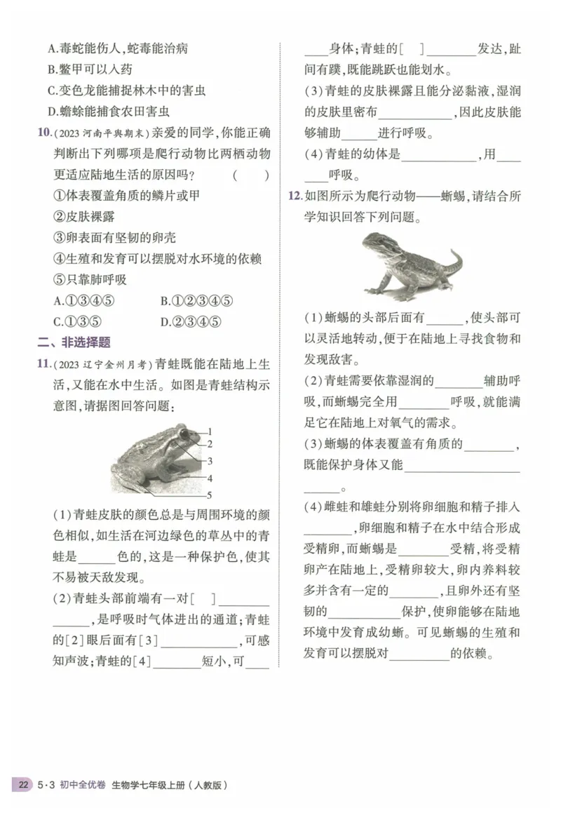 2025《53全优卷&bull;集训卷》生物7上(RJ)_1、初中学习资料_24秋试卷_（41205）期末冲刺2025《53全优卷》小四门7上(人教)_2025《53全优卷》生物7上(RJ)