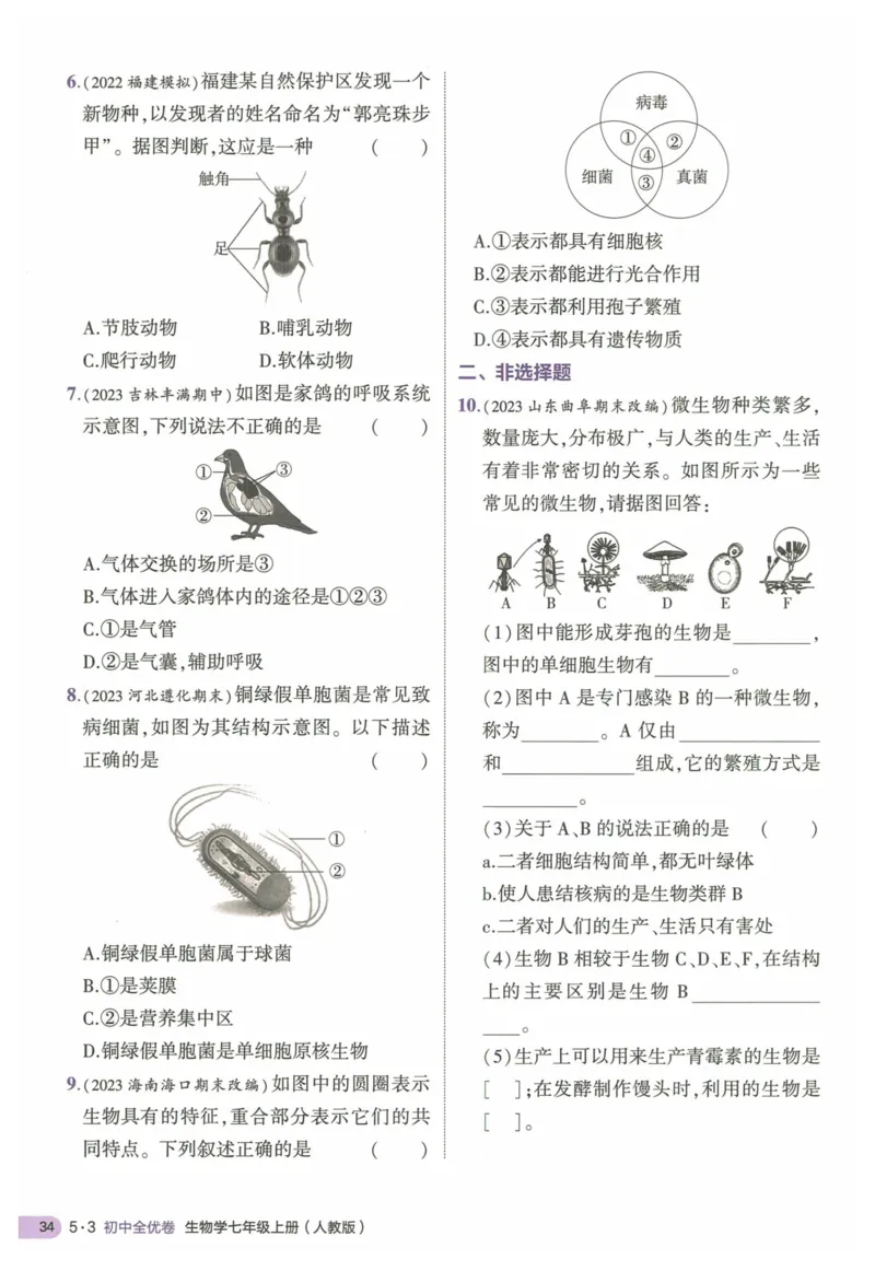 2025《53全优卷&bull;集训卷》生物7上(RJ)_1、初中学习资料_24秋试卷_（41205）期末冲刺2025《53全优卷》小四门7上(人教)_2025《53全优卷》生物7上(RJ)