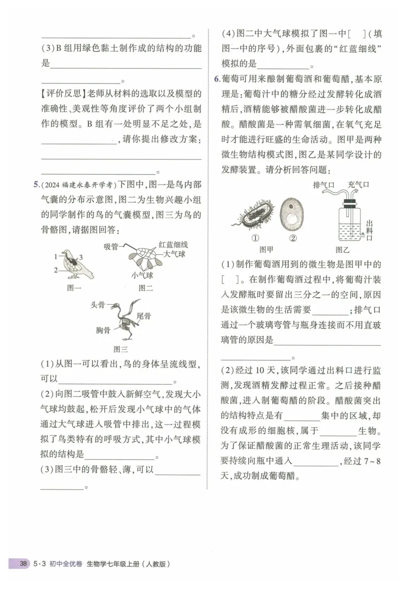 2025《53全优卷&bull;集训卷》生物7上(RJ)_1、初中学习资料_24秋试卷_（41205）期末冲刺2025《53全优卷》小四门7上(人教)_2025《53全优卷》生物7上(RJ)
