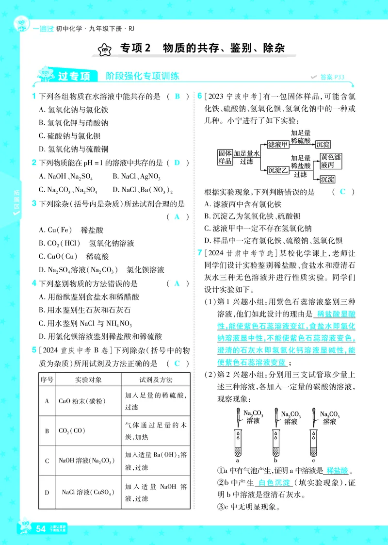 2025《初中化学&bull;一遍过》9下(RJ)教用_1、初中学习资料_24秋试卷_2025春季初中《一遍过》下册_2025《初中化学&bull;一遍过》9下(RJ)_教用