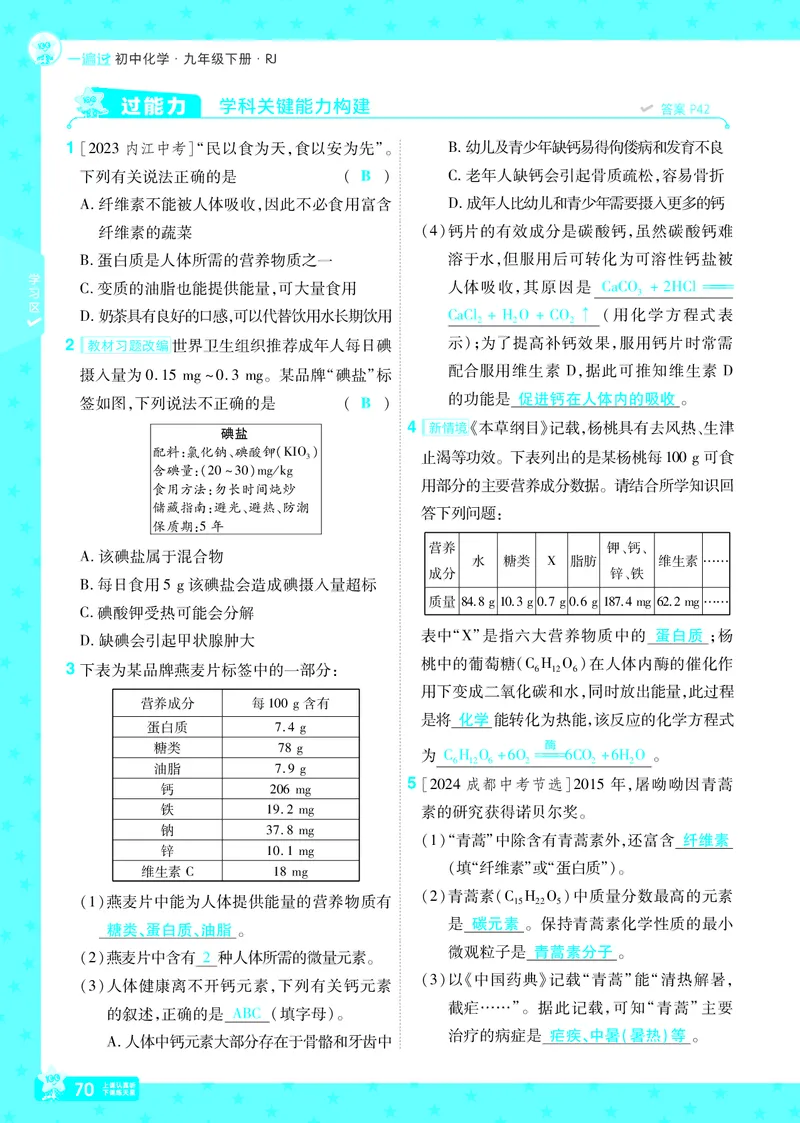 2025《初中化学&bull;一遍过》9下(RJ)教用_1、初中学习资料_24秋试卷_2025春季初中《一遍过》下册_2025《初中化学&bull;一遍过》9下(RJ)_教用