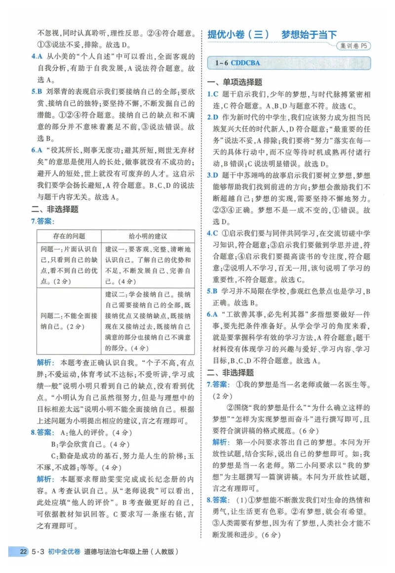 2025《53全优卷》道法7上(RJ)答案_1、初中学习资料_24秋试卷_（41205）期末冲刺2025《53全优卷》小四门7上(人教)_2025《53全优卷》道法7上(RJ)