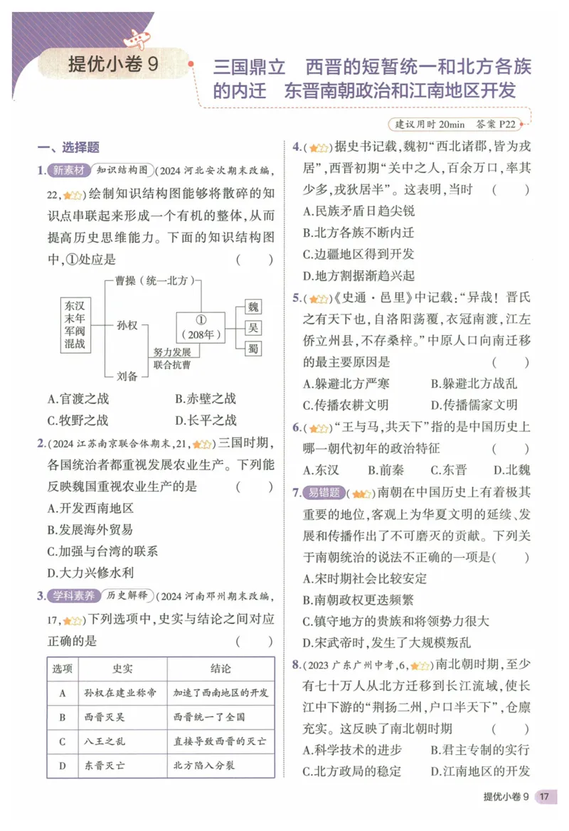 2025《53全优卷&bull;集训卷》历史7上(RJ)_1、初中学习资料_24秋试卷_（41205）期末冲刺2025《53全优卷》小四门7上(人教)_2025《53全优卷》历史7上(RJ)