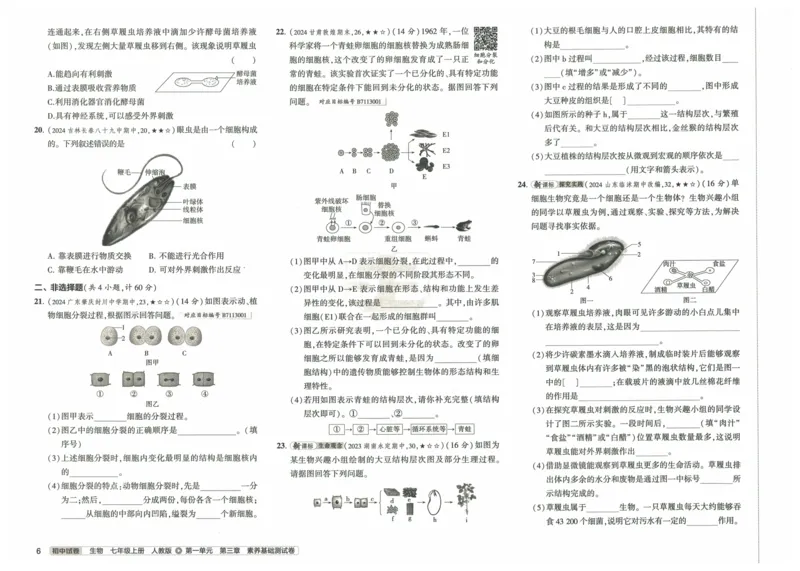 2025《53初中试卷》生物7上(人教版)_1、初中学习资料_24秋试卷_202553系列初中789年级上册《53初中试卷》大全套_2025《53初中试卷》7年级上册七科