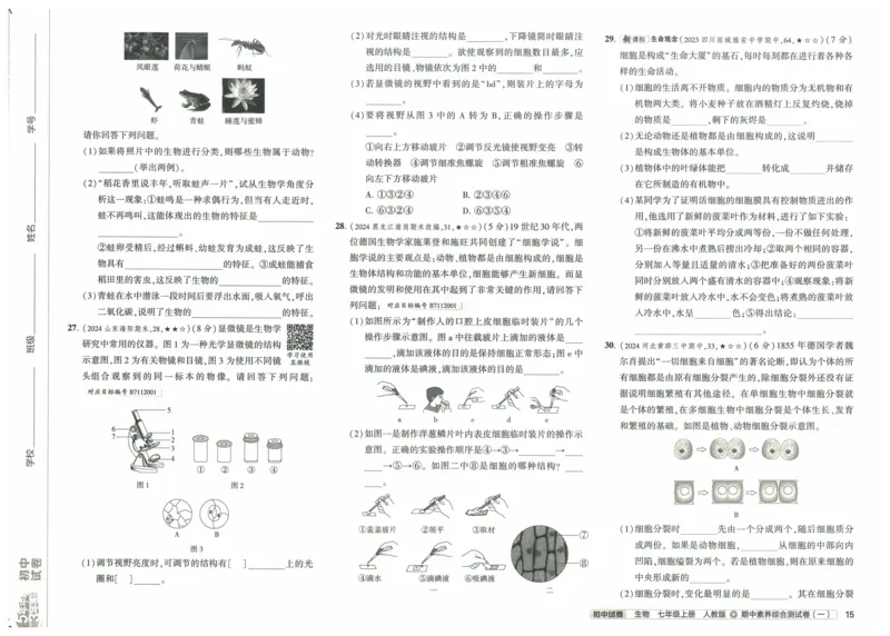 2025《53初中试卷》生物7上(人教版)_1、初中学习资料_24秋试卷_202553系列初中789年级上册《53初中试卷》大全套_2025《53初中试卷》7年级上册七科