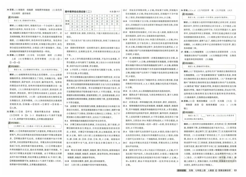 2025《53初中试卷》生物7上(人教版)_1、初中学习资料_24秋试卷_202553系列初中789年级上册《53初中试卷》大全套_2025《53初中试卷》7年级上册七科