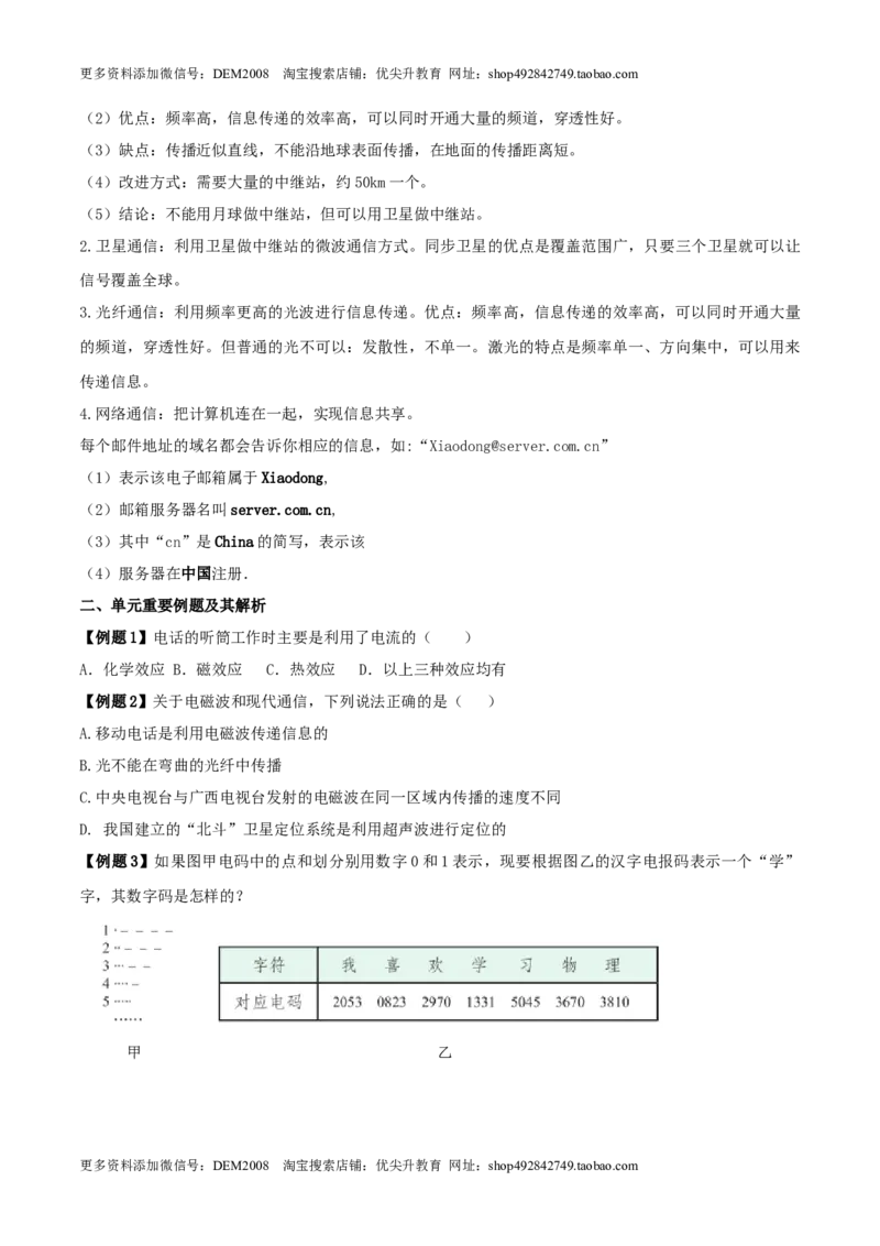 21.5《信息的传递》单元复习方案（原卷版）_1、初中学习资料_4-4、物理_4-4-5、初三物理全册_人教版物理九年级全一册课时练习（090份）_课时练习第1套