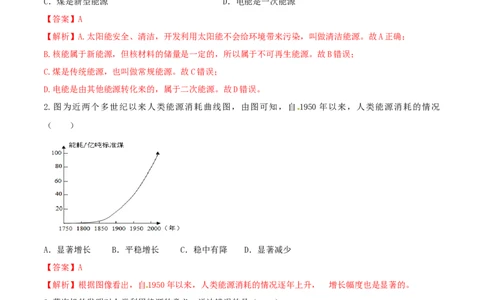 22.6《能源与可持续发展》单元考试达标检测试题（解析版）_1、初中学习资料_4-4、物理_4-4-5、初三物理全册_人教版物理九年级全一册课时练习（090份）_课时练习第1套