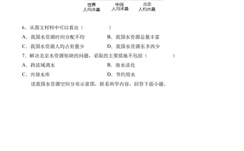 3.3水资源-2022-2023学年八年级地理上册课后培优分级练（人教版）（原卷版）_1、初中学习资料_4-8、地理_4-8-3、初二地理上册_1.地理8上同步练习（25）