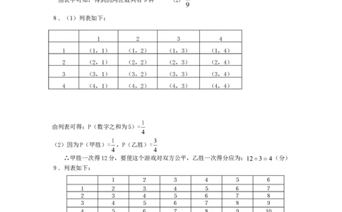 25.2第1课时用列表法求概率_1、初中学习资料_4-2、数学_4-2-5、初三数学上册_人教数学九年级上课时练习（243份）_同步练习（第4套含答案）（共59份）