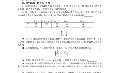 25概率初步单元测试题2含答案_1、初中学习资料_4-2、数学_4-2-5、初三数学上册_人教数学九年级上单元试卷（072份）_单元检测卷（第1套含答案）（共26份）