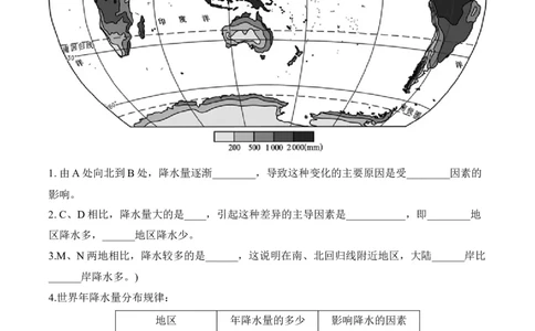 3.3降水的变化与分布-2022-2023学年七年级地理上册课后培优分级练（人教版）（解析版）_1、初中学习资料_4-8、地理_4-8-1、初一地理上册_1.地理7上同步练习（31份）