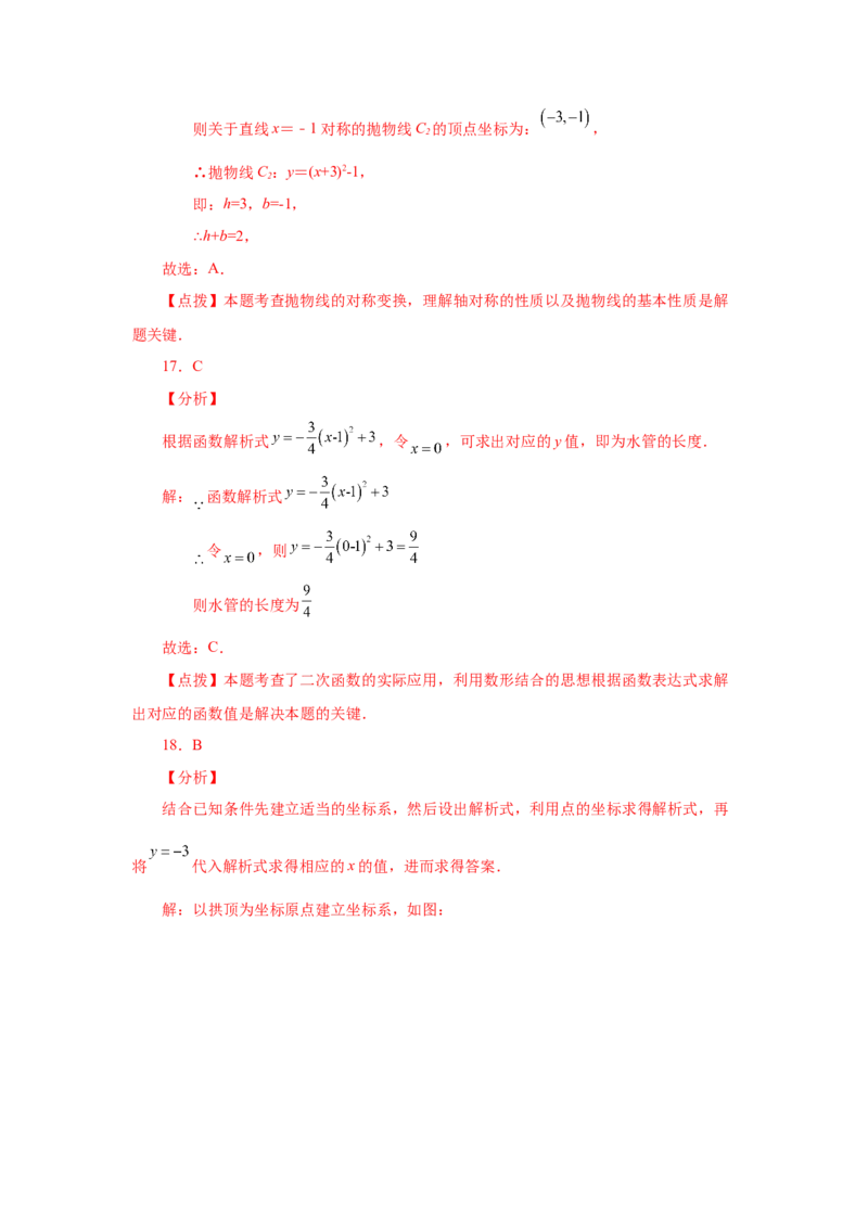 22.11二次函数y=a(x-h)&sup2;+k(a&ne;0)的图象与性质（基础篇）（专项练习）（人教版）_1、初中学习资料_4-2、数学_4-2-5、初三数学上册_人教数学九年级上课时练习（243份）