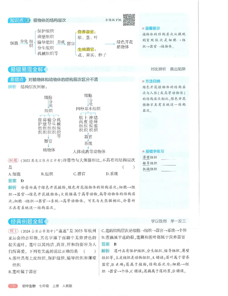 53-初中同步-7上-生物人教版全解版_1、初中学习资料_24秋试卷_2025版《53&bull;初中同步》上册全科