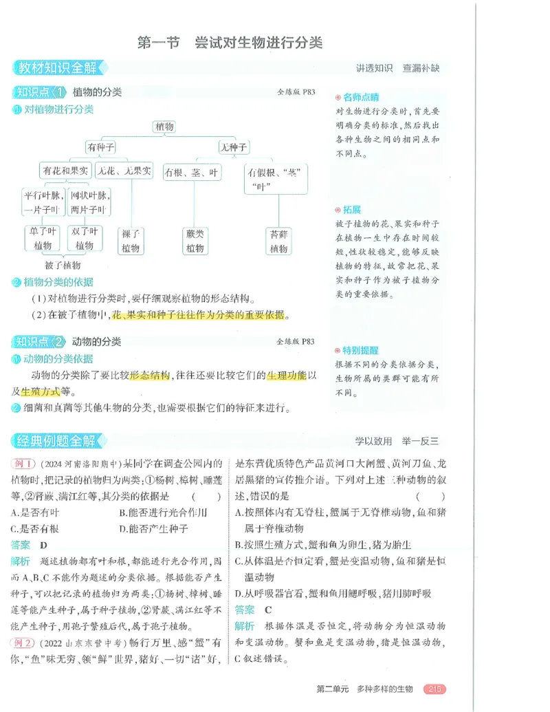 53-初中同步-7上-生物人教版全解版_1、初中学习资料_24秋试卷_2025版《53&bull;初中同步》上册全科