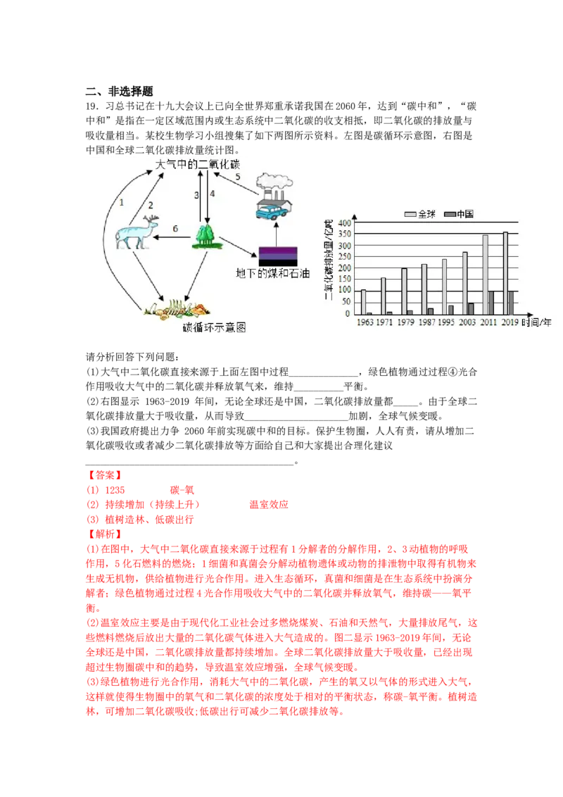 4.7.3拟定保护生态环境的计划-练学堂2021-2022学年七年级生物下学期同步习题精练（人教版）（解析版）_1、初中学习资料_4-6、生物_4-6-2、初一生物下册_同步练习（89份）