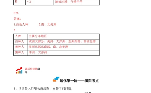 4.1人口与人种-2022-2023学年七年级地理上册课后培优分级练（人教版）（解析版）_1、初中学习资料_4-8、地理_4-8-1、初一地理上册_1.地理7上同步练习（31份）