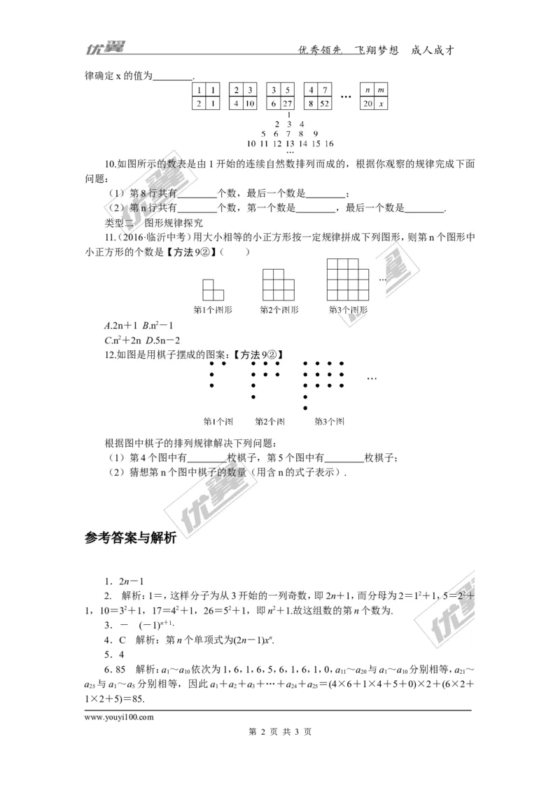 5.难点探究专题：整式中的规律探究（选做）_1、初中学习资料_4-2、数学_北师大版_北师大版初中数学7上_2022秋七数上(BS)--各阶段精品试题_精品专题