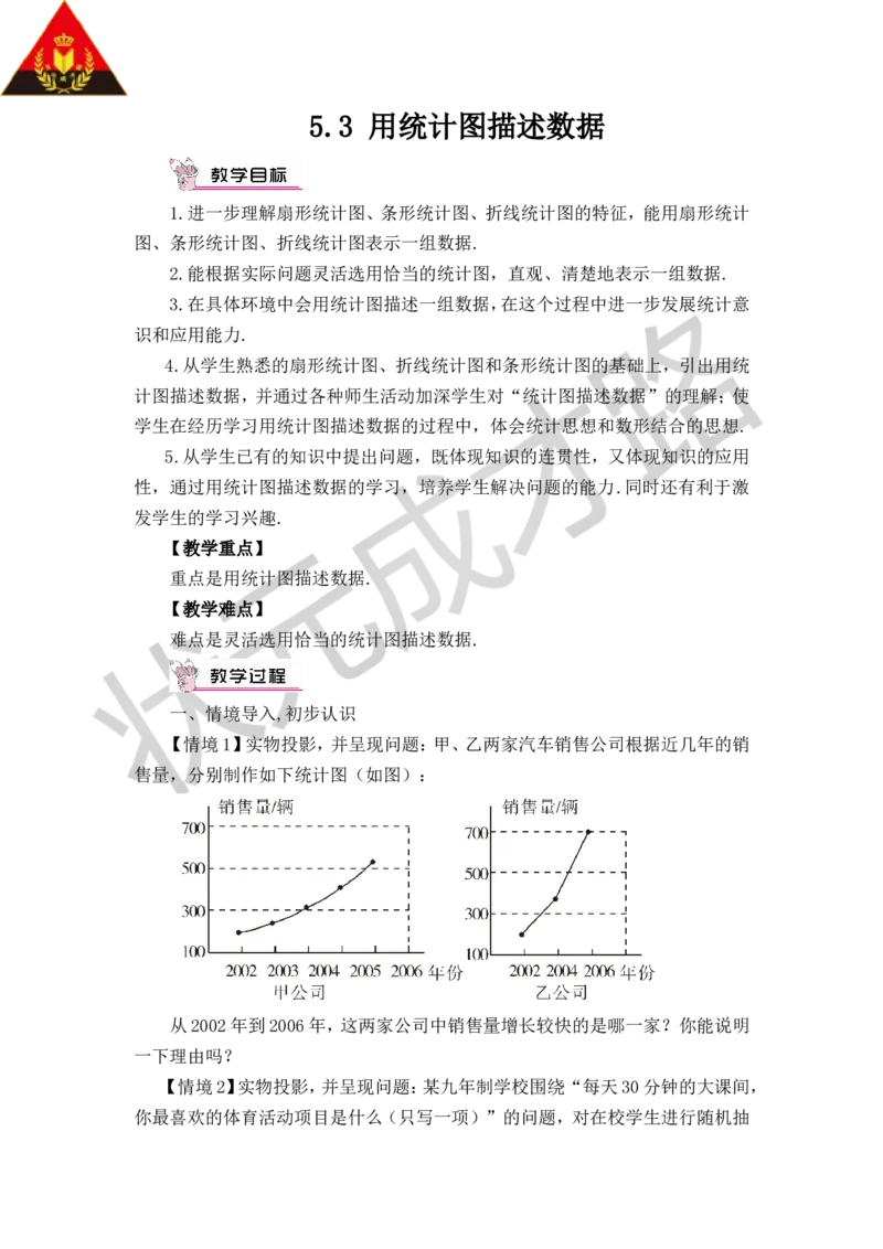 5.3用统计图描述数据_1、初中学习资料_2024秋改版_七上数学最新版课件_沪科版七上课课件_沪7数上教案_第5章数据的收集与整理