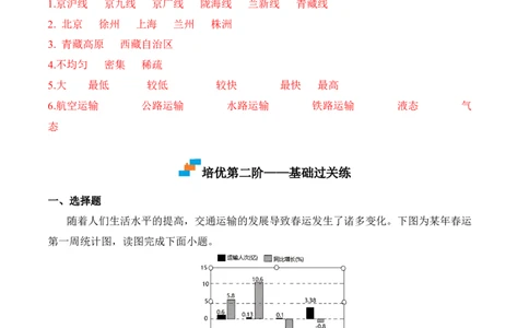 4.1交通运输-2022-2023学年八年级地理上册课后培优分级练（人教版）（解析版）_1、初中学习资料_4-8、地理_4-8-3、初二地理上册_1.地理8上同步练习（25）