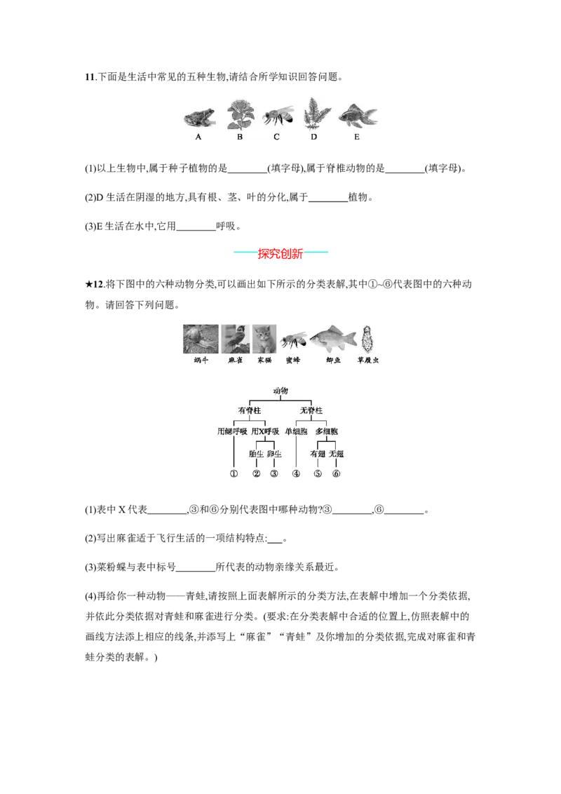 6.1.1_1、初中学习资料_4-6、生物_4-6-3、初二生物上册_1、同步练习（50份）_赠送课后练习+测试卷25份_人教版生物八年级上册第6单元课后练习+测试卷（5份打包）