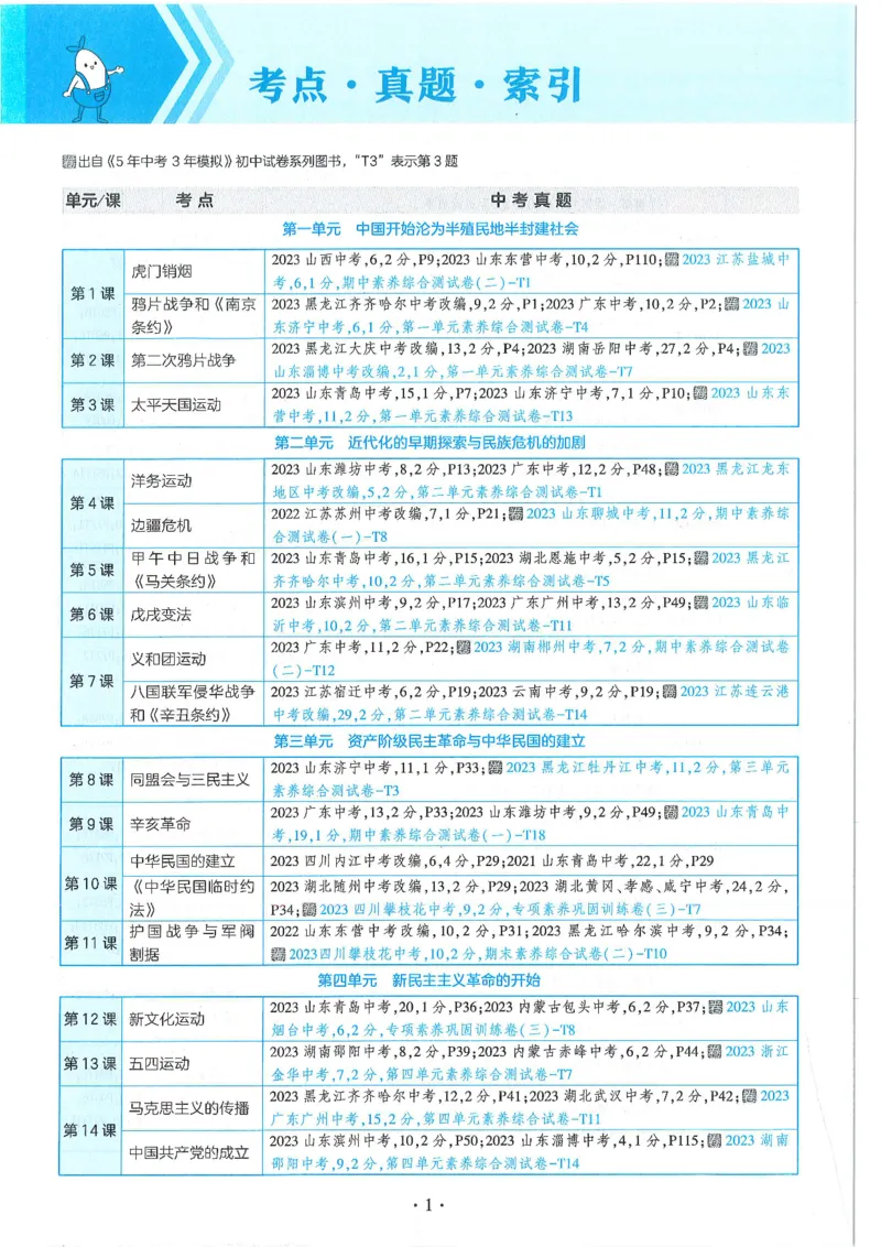 53-初中同步-8上-历史人教版全练版_1、初中学习资料_24秋试卷_2025版《53&bull;初中同步》上册全科