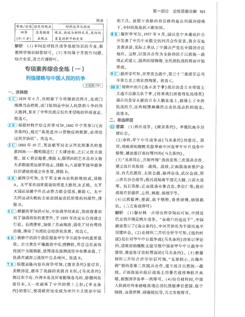 53-初中同步-8上-历史人教版答案_1、初中学习资料_24秋试卷_2025版《53&bull;初中同步》上册全科