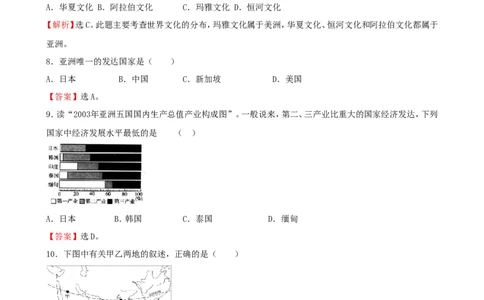 7年级下册初中地理考点解析(认识大洲)_1、初中学习资料_4-8、地理_4-8-2、初一地理下册_2.地理7下单元测试（31份）_2.第2套单元测试题及答案（17份）
