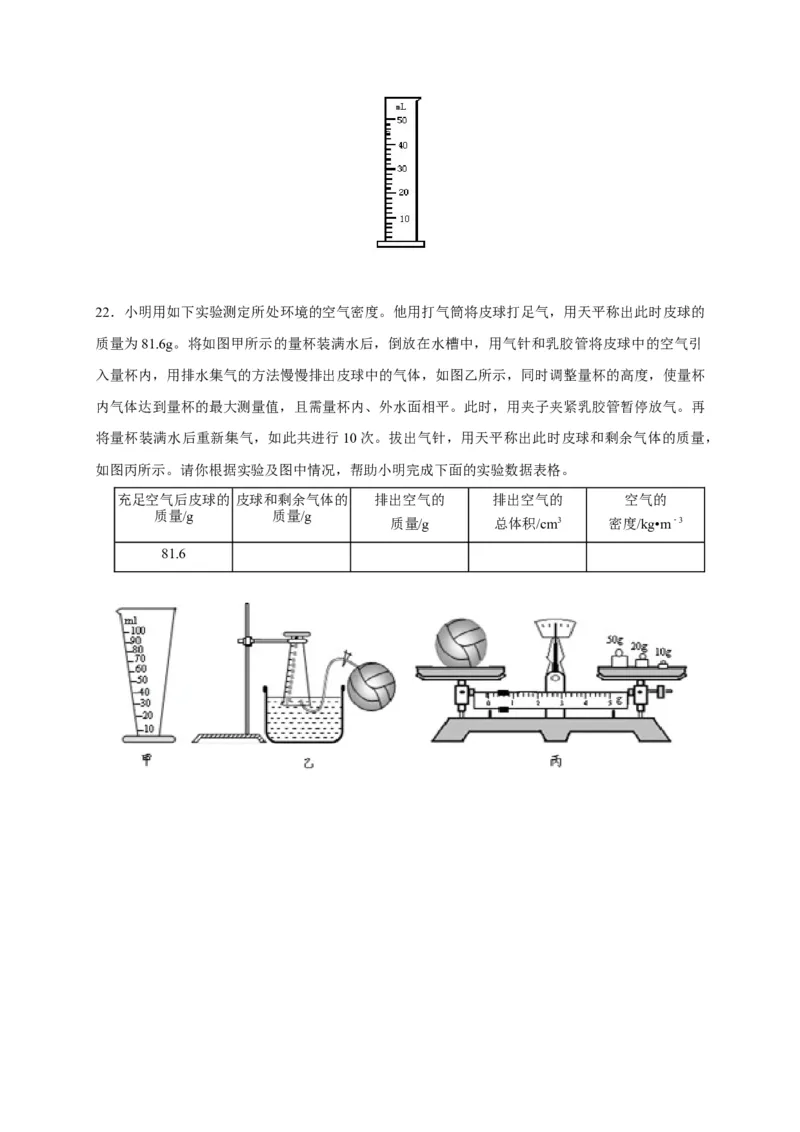 6.3测量物质的密度（原卷版）_1、初中学习资料_4-4、物理_4-4-3、初二物理上册_2023更新_5人教物理试卷8上同步练习新