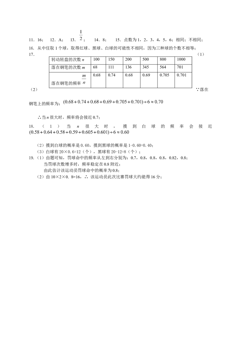 6.2频率的稳定性同步练习题_1、初中学习资料_4-2、数学_北师大版_北师大版初中数学7下_2022春七数下(BS)--各阶段精品试题_同步练习
