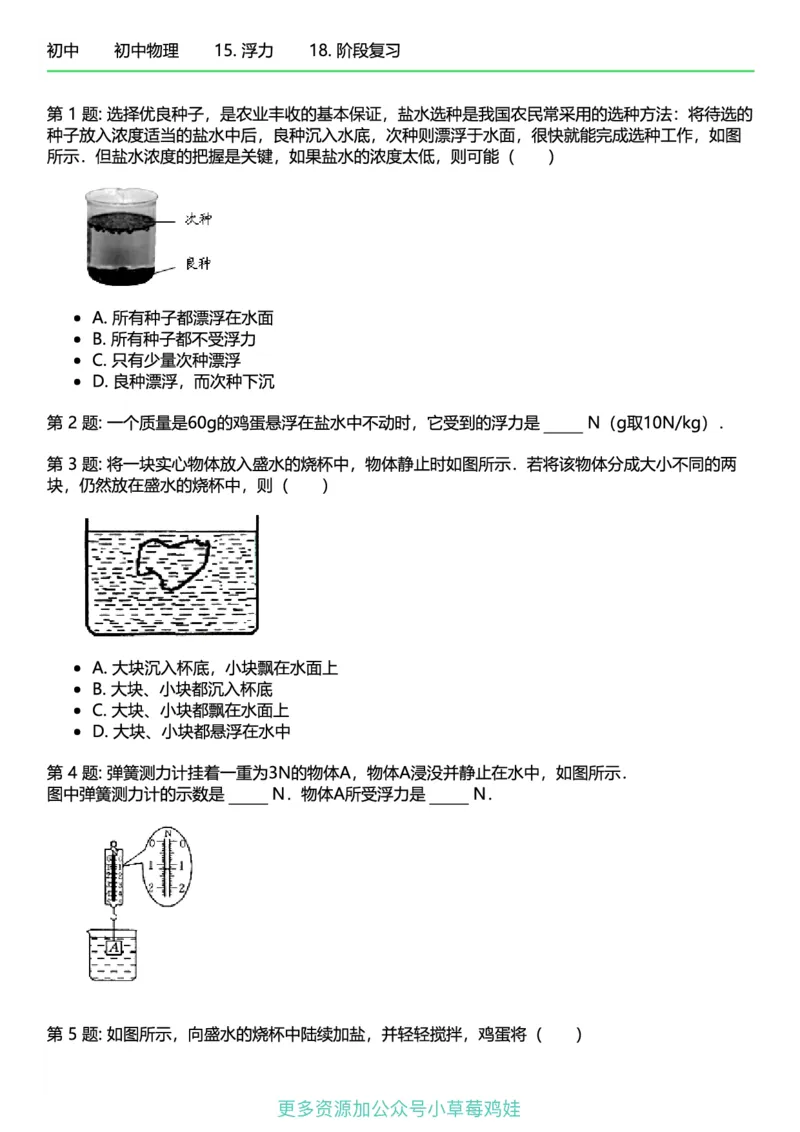8年级物理下册终版_1、初中学习资料_24秋试卷_（41121）2024初中物理《终极练习》8-9年级配套习题