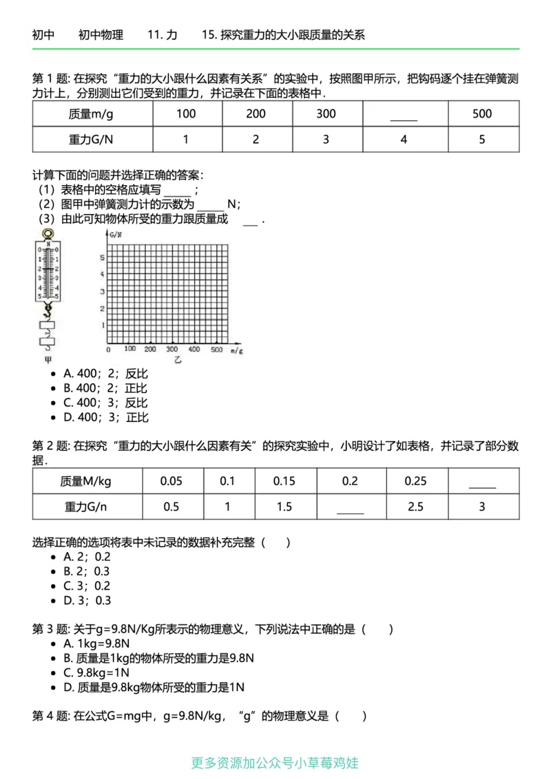 8年级物理下册终版_1、初中学习资料_24秋试卷_（41121）2024初中物理《终极练习》8-9年级配套习题