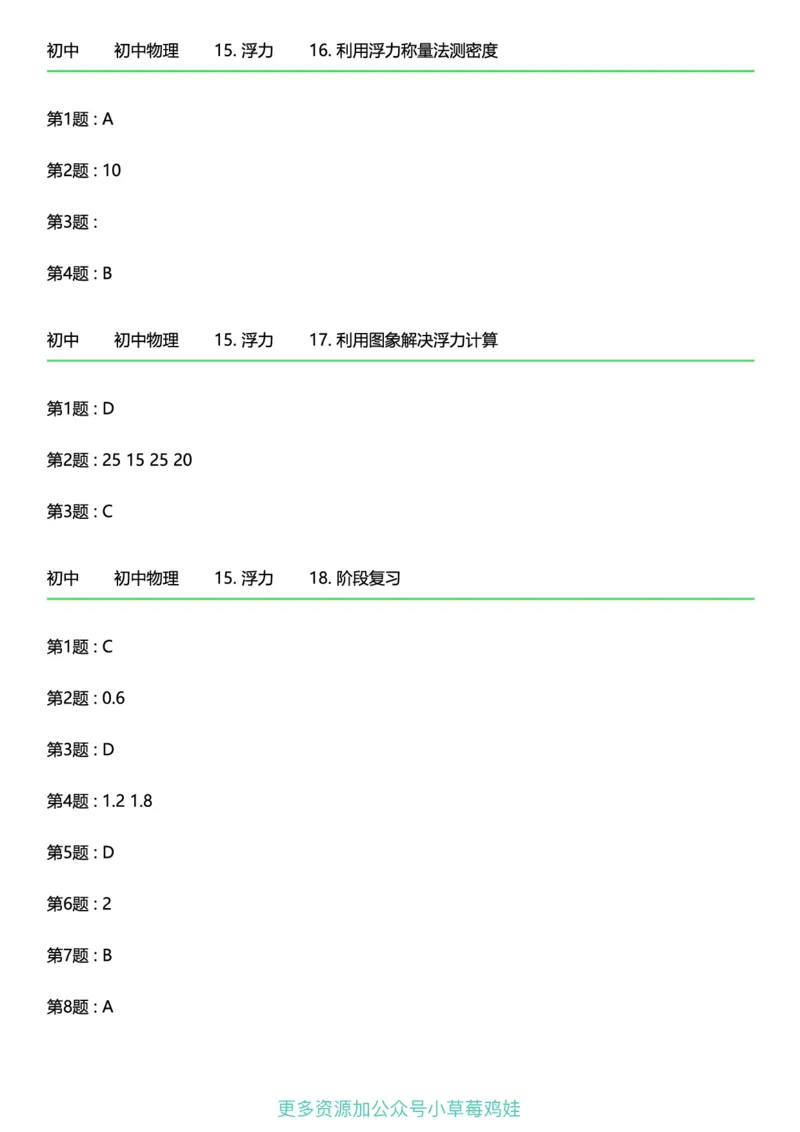 8年级物理下册终版_1、初中学习资料_24秋试卷_（41121）2024初中物理《终极练习》8-9年级配套习题