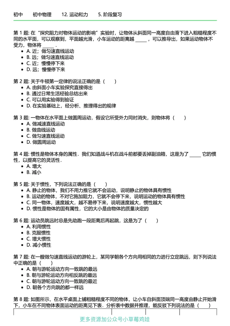 8年级物理下册终版_1、初中学习资料_24秋试卷_（41121）2024初中物理《终极练习》8-9年级配套习题