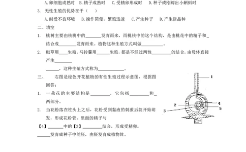 7.1.1植物的生殖达标试题含答案_1、初中学习资料_4-6、生物_4-6-4、初二生物下册_1、同步练习（67份）_赠送同步练习53份_7.1生物的生殖和发育_第1节植物的生殖