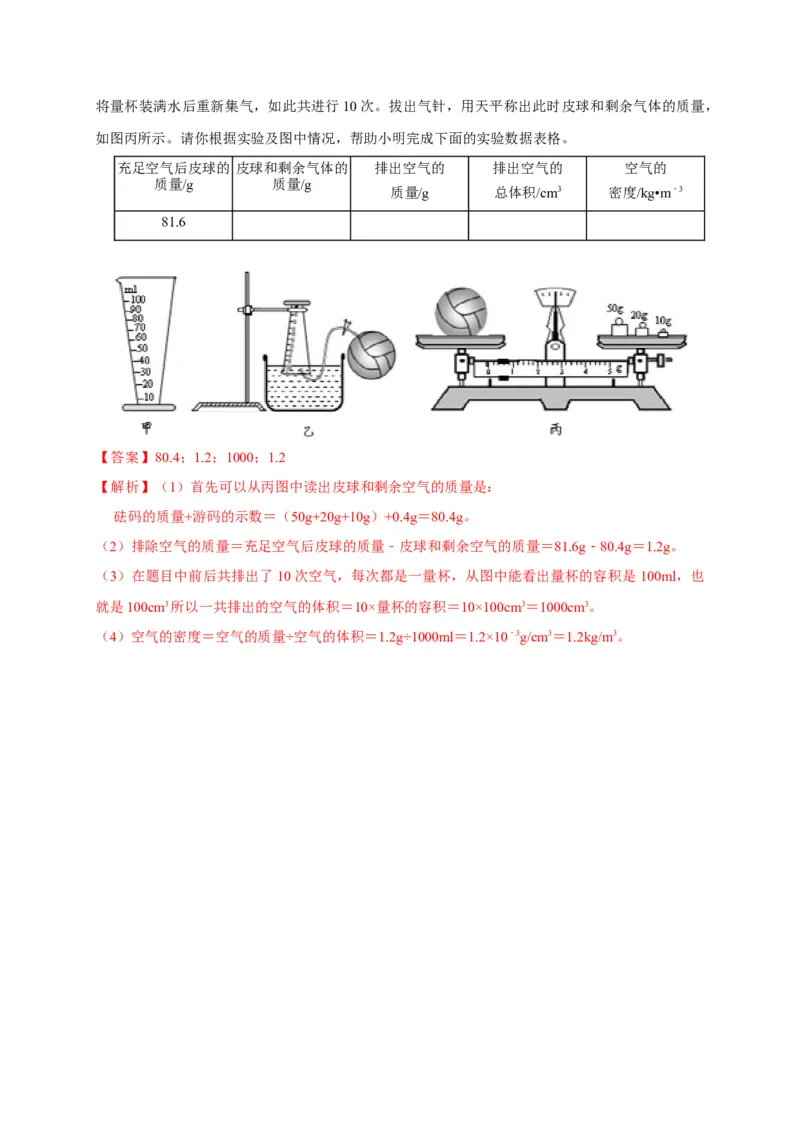 6.3测量物质的密度（解析版）_1、初中学习资料_4-4、物理_4-4-3、初二物理上册_2023更新_5人教物理试卷8上同步练习新