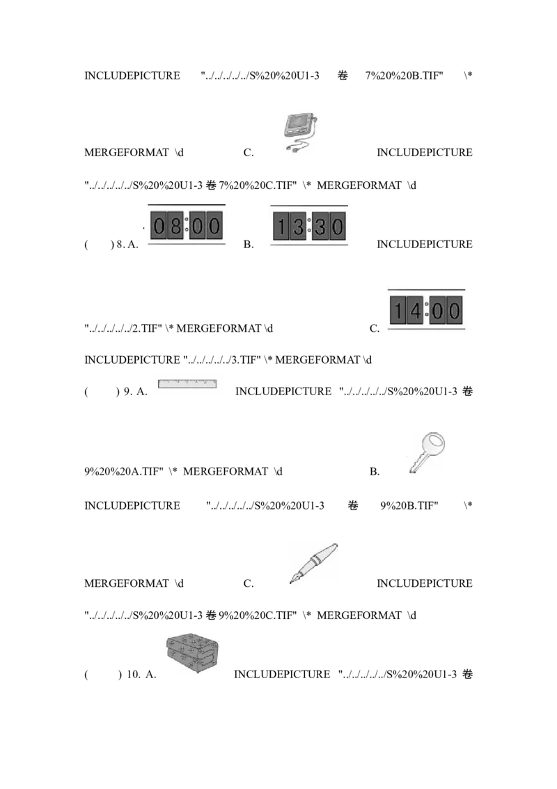 StarterUnits1-3单元达标测试卷_1、初中学习资料_4-3、英语_4-3-1、初一英语上册_人教英语七年级上单元试卷（092份）_新增单元试卷_StarterUnits1－3过关测试