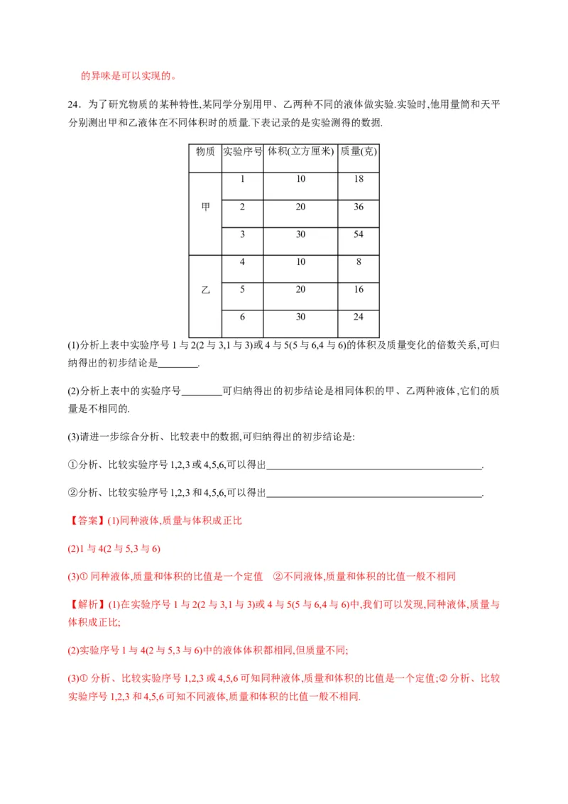 6.2密度（解析版）_1、初中学习资料_4-4、物理_4-4-3、初二物理上册_2023更新_5人教物理试卷8上同步练习新_6.2密度-2021-2022学年八年级物理上册课后分层拔高训练（人教版）(30984438)