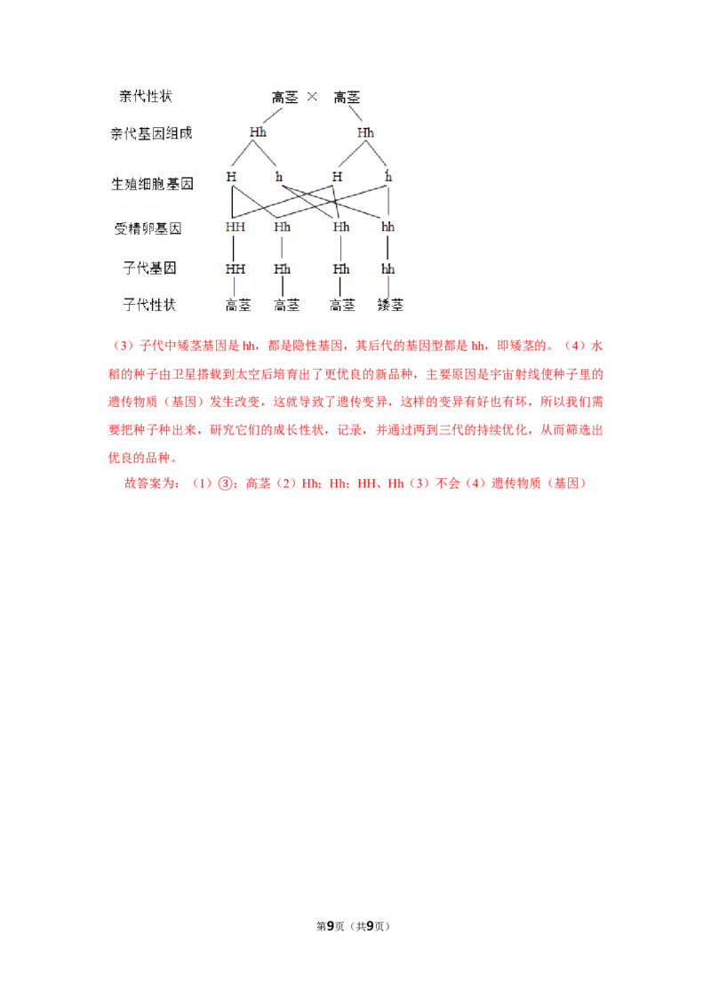 7.2.5生物的变异-2020-2021学年八年级下册生物10分钟达标练习（人教版）（解析版）_1、初中学习资料_4-6、生物_4-6-4、初二生物下册_1、同步练习（67份）_达标练习（人教版）（14份）