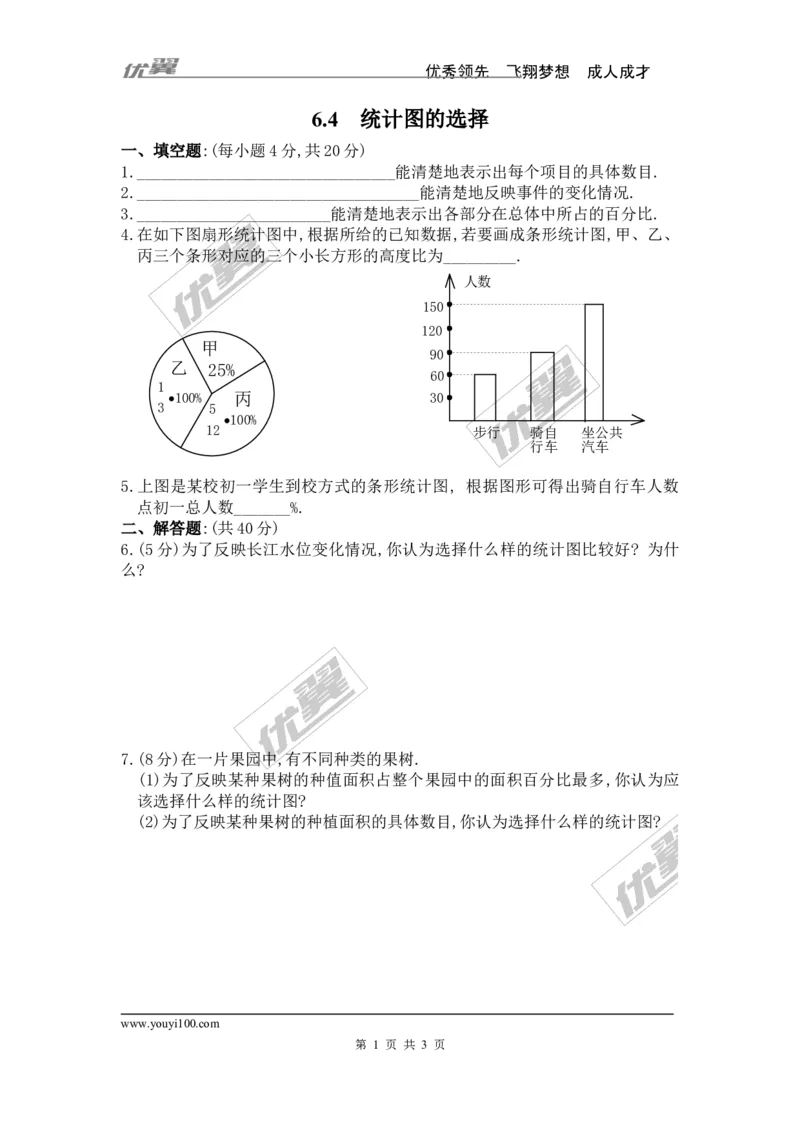 6.4统计图的选择_1、初中学习资料_4-2、数学_北师大版_北师大版初中数学7上_2022秋七数上(BS)--各阶段精品试题_同步练习
